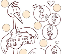 Grafik Storch im Rathaus